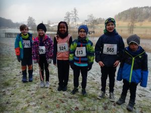 Teilnehmer der Kinderleichtathletik beim Crosslauf in Stockach am 16. Januar 2022